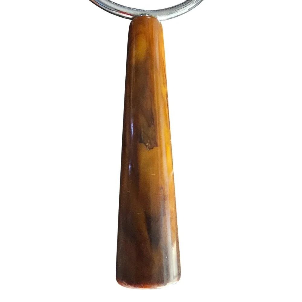 Bakelite Stainless Steel Carving-Lifting Fork Butterscotch Marble Handle Vtg.